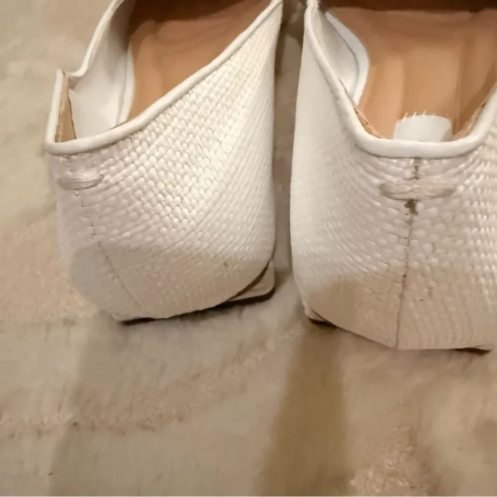 Franco Sarto White Loafers with Gold Chain Detail